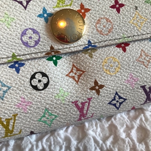 Authentic Louis Vuitton Sarah wallet long multicolore white Tresor Portefeiull - Picture 5 of 16